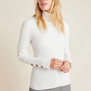 Anthropologie Moth Button-Sleeve Turtleneck